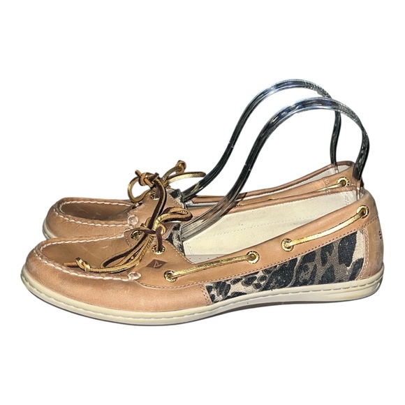 Sperry Shoes - Sperry Tan and Leopard Print Loafers Size 9.5